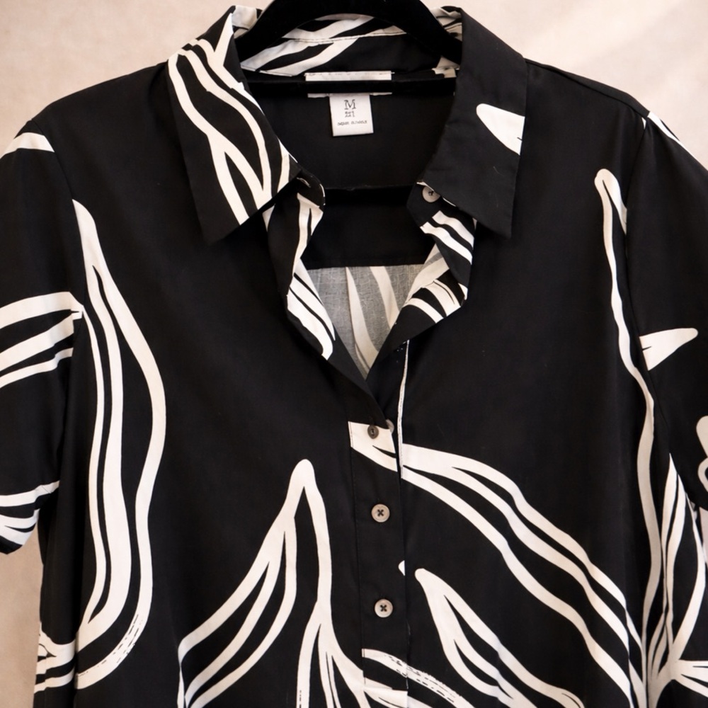 Rachel Zoe Black & White Abstract Tulip Dress With Pockets - Picture 3 of 4